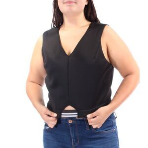 KIIND OF Womens Black Cut Out Sleeveless V Neck Crop Top Size: XL